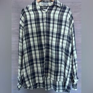 Vintage 1990's GOOUCH Design Shirt Dead stock Plaid Size Small Single Needle USA